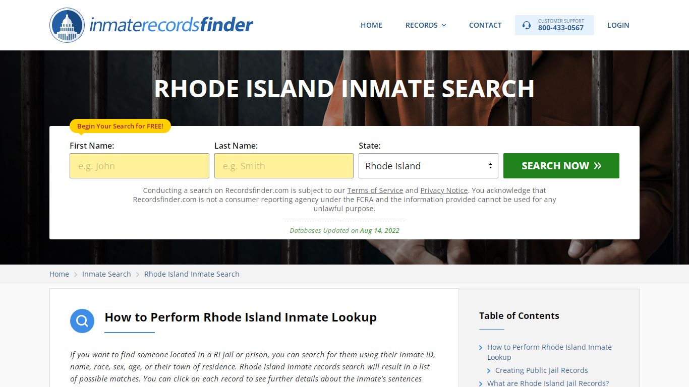 Rhode Island Inmate Search - Jail & Prison Records Online